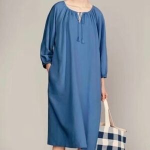 Uniqlo X JW Anderson Blue Oversized Linen Lagenlook Dress